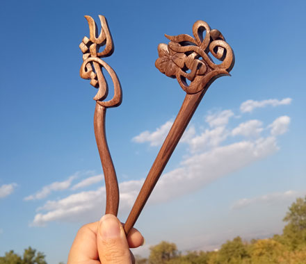 پین موی چوبی فاطمه منیت مشبک شده با پوششی از روغن طبیعی